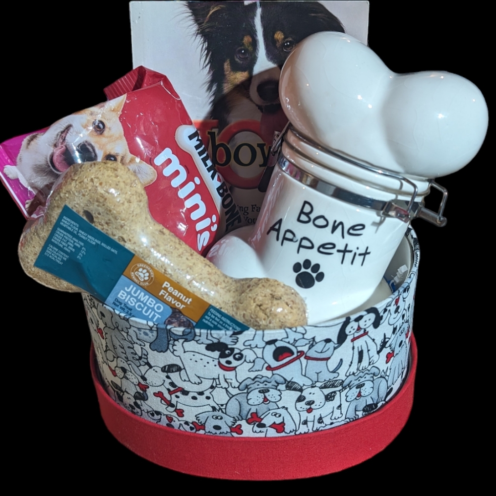 Hat box full of love for a dog lover